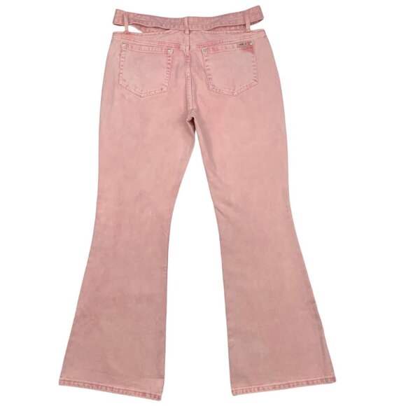 Ragged Priest Milk It Mia Baby Jean 32 Pink Flare Leg Cut Out Waist High Rise - Picture 2 of 12